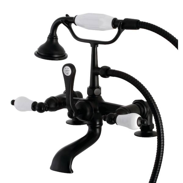 Kingston Brass AE205T0 7-Inch Tub Faucet with Hand Shower, Matte Black AE205T0 - main